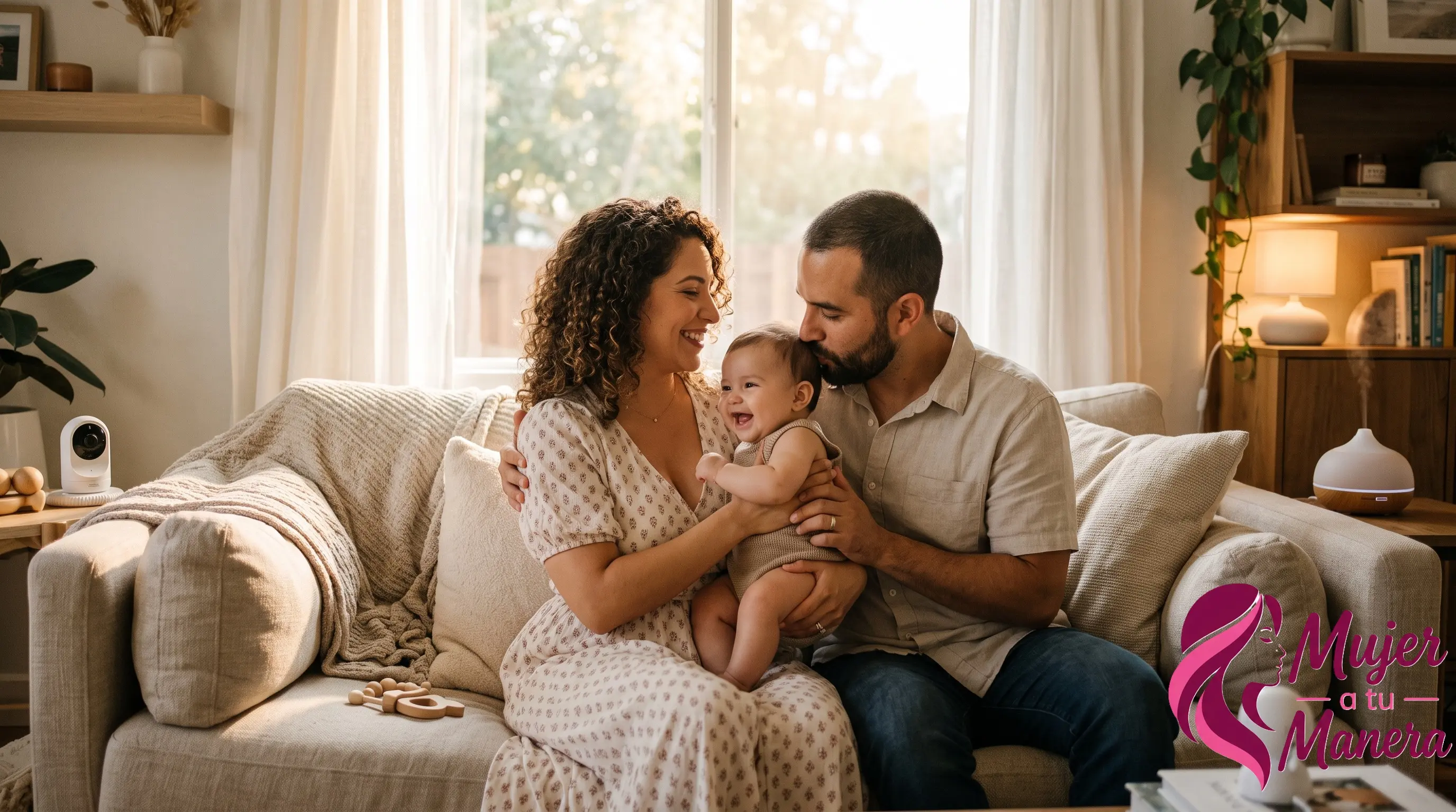 Familia pasando tiempo juntos en un entorno hogareño organizado